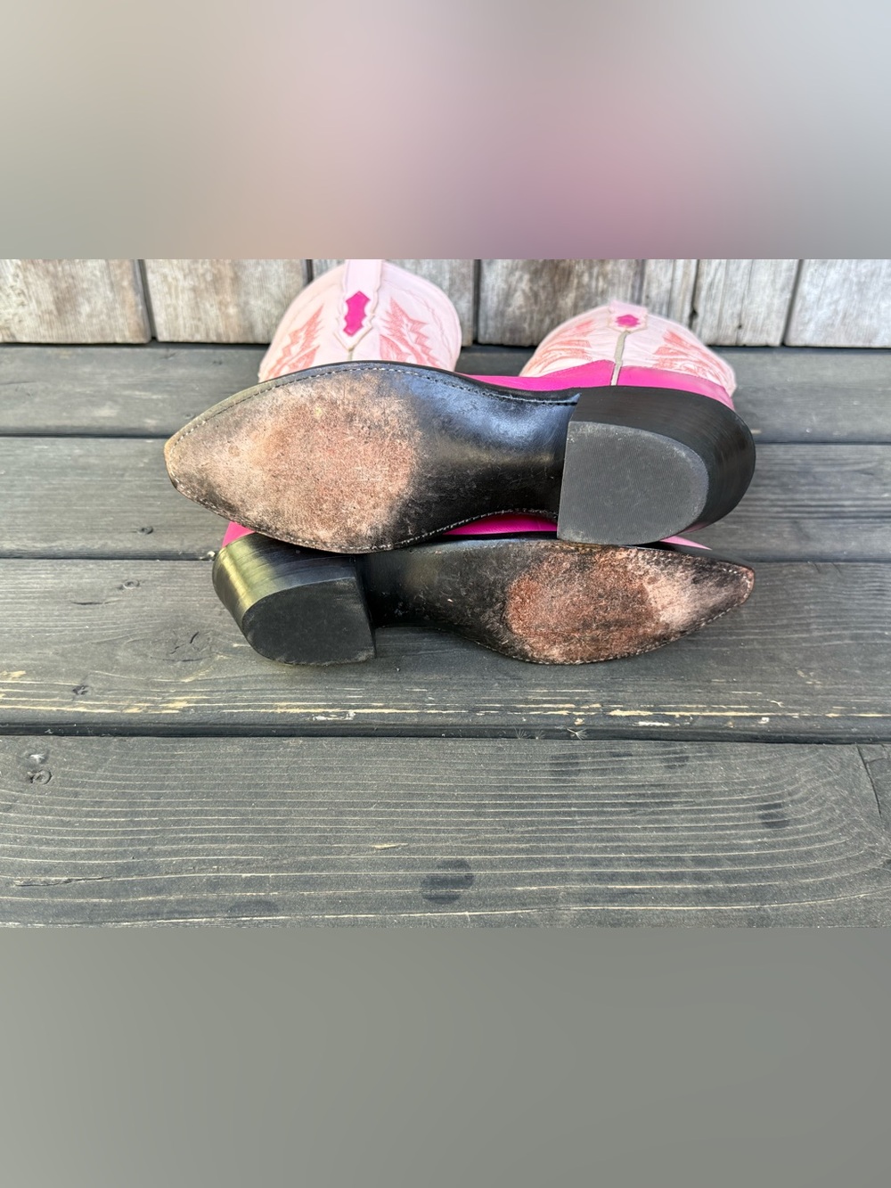 Rare Hard to Find Vintage Lucchese 1883 Pink Wing Tip Women's Cowboy Boots - Picture 7 of 8